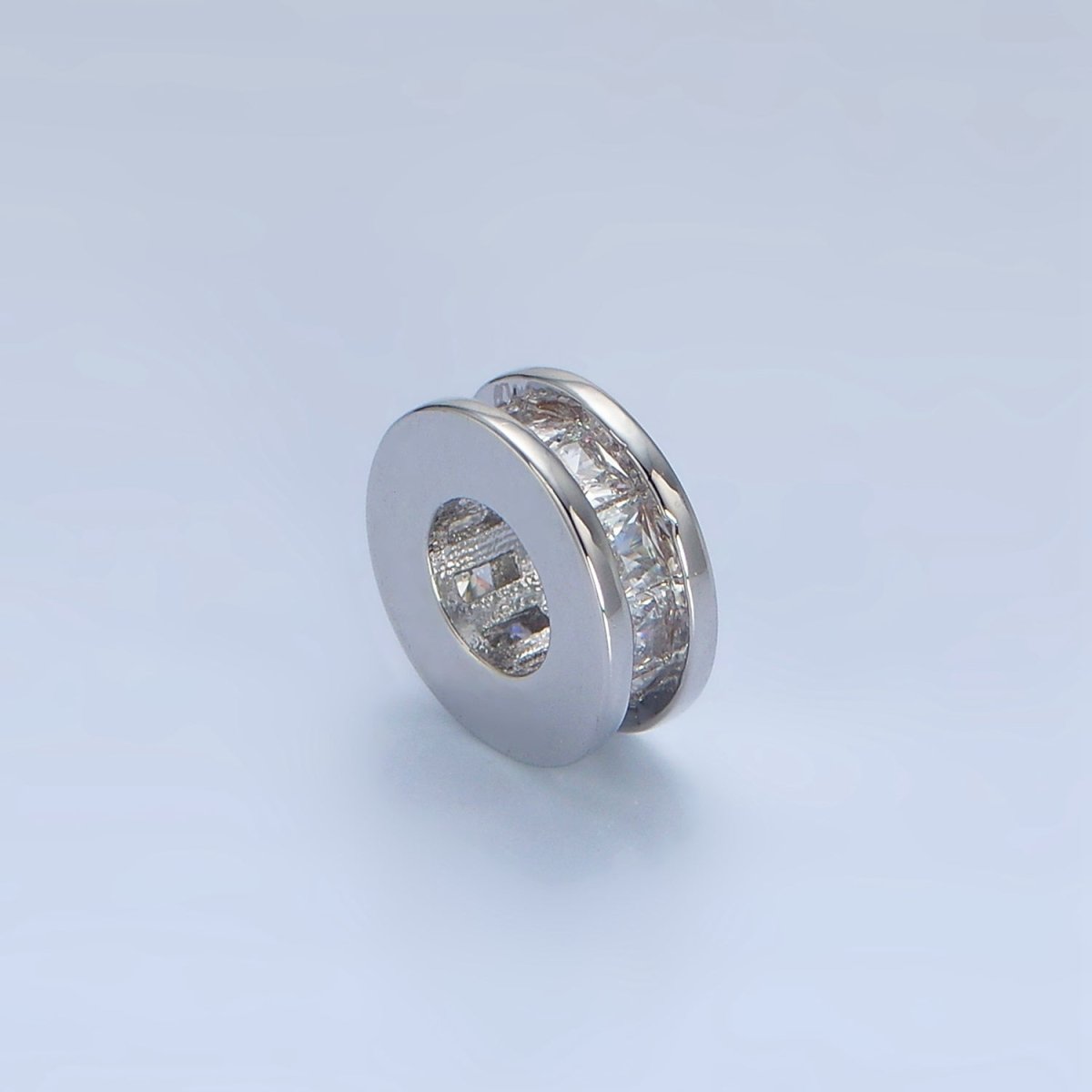 24K Gold Filled Clear Baguette CZ Rhondelle Bead in Gold & Silver | B902