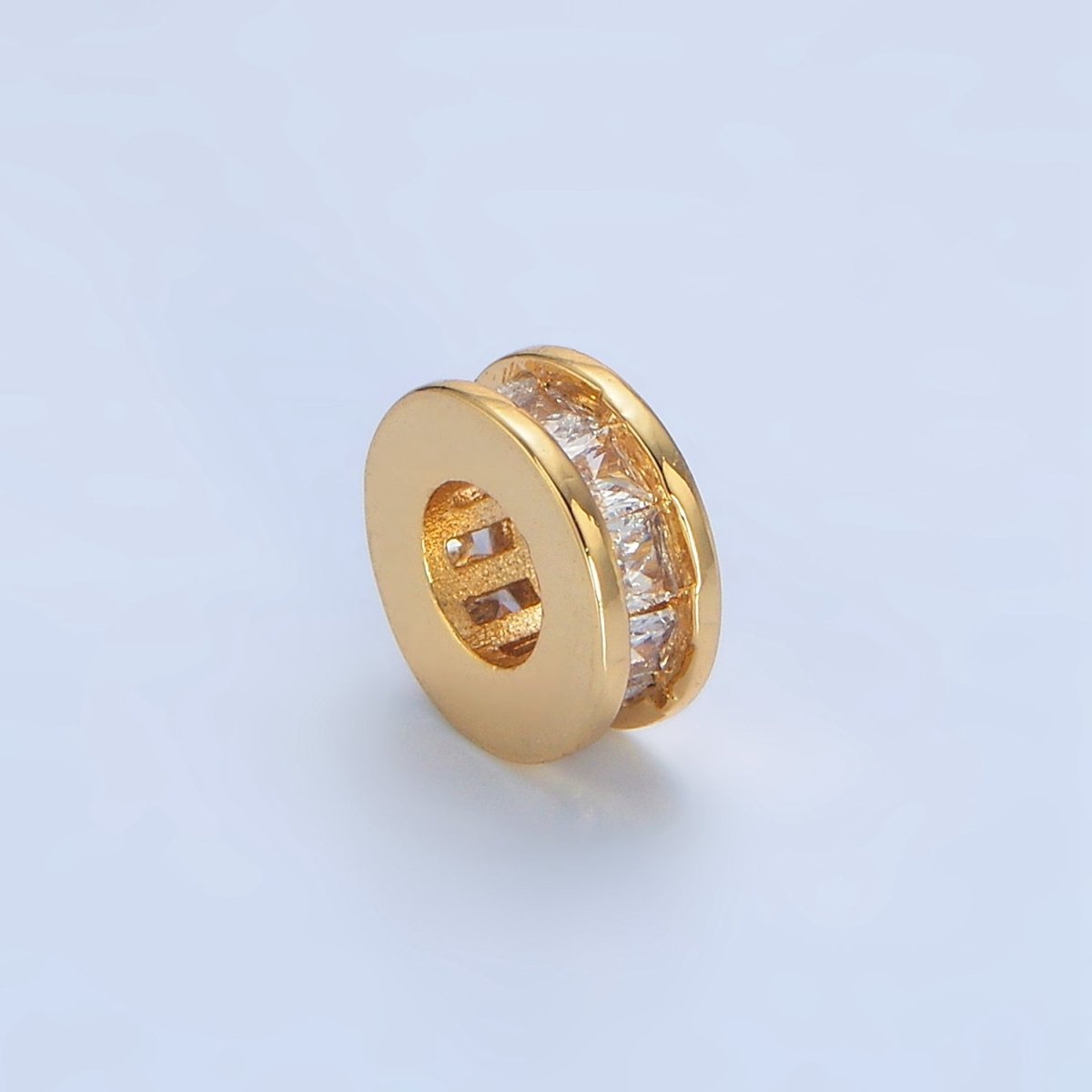 24K Gold Filled Clear Baguette CZ Rhondelle Bead in Gold & Silver | B902