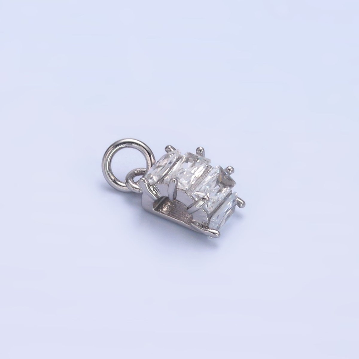 24K Gold Filled Clear Baguette Round Charm in Gold & Silver | W883