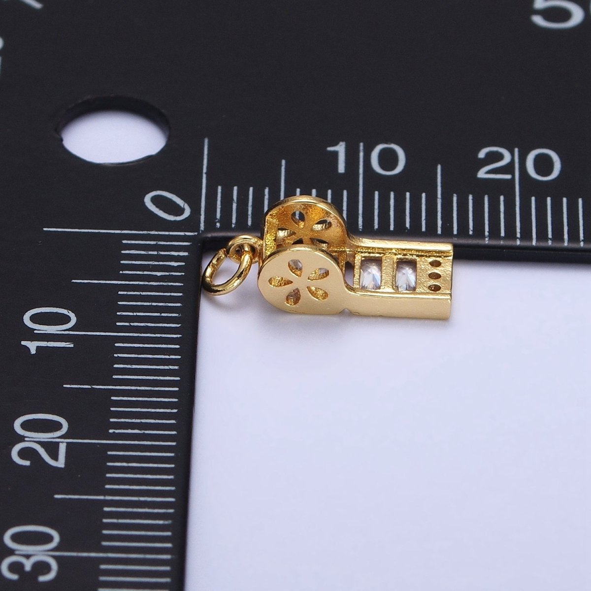 24K Gold Filled Clear Baguette Whistle Flower Add-On Charm in Gold & Silver | AG582