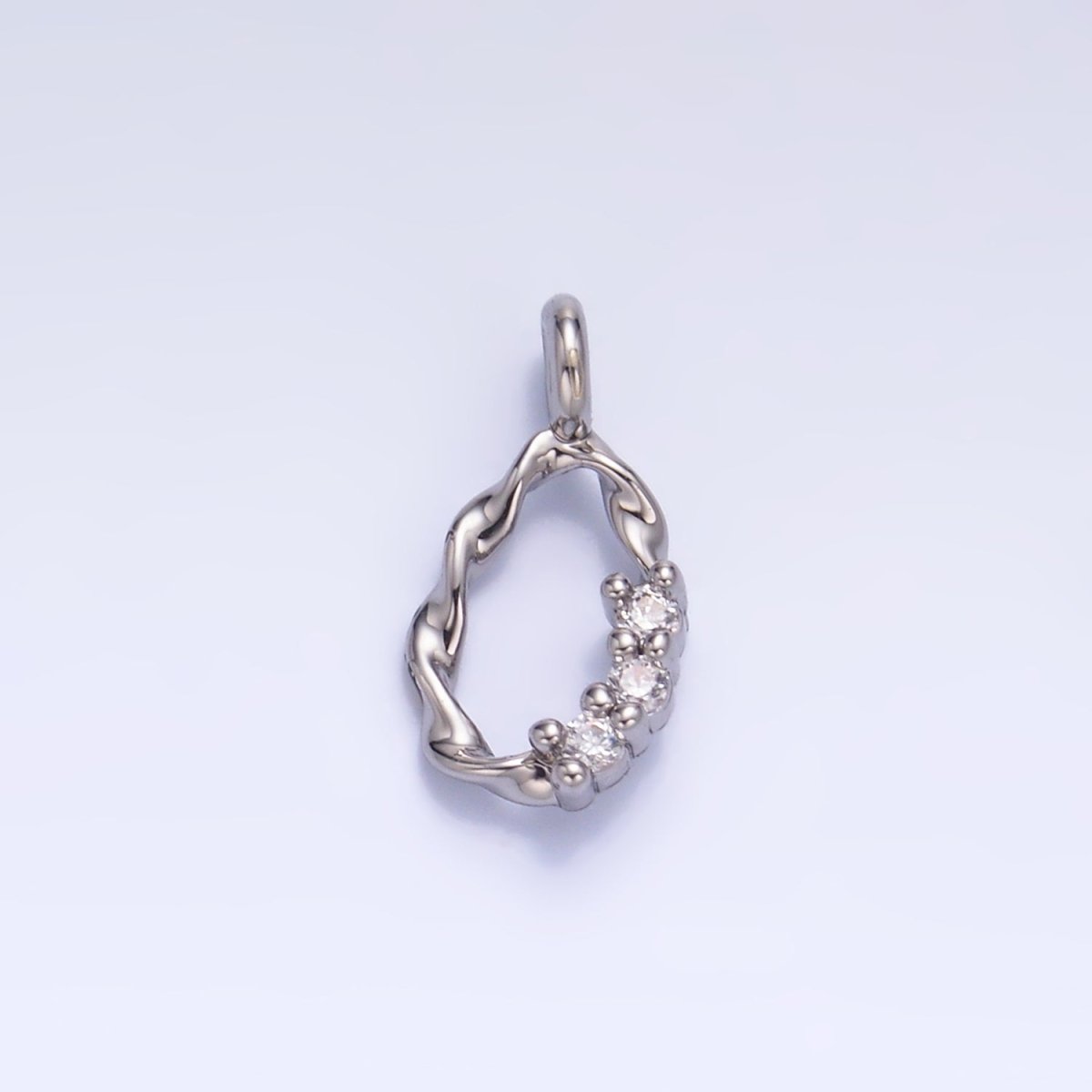 24K Gold Filled Clear Clear CZ Molten Twist Charm in Gold & Silver | W888