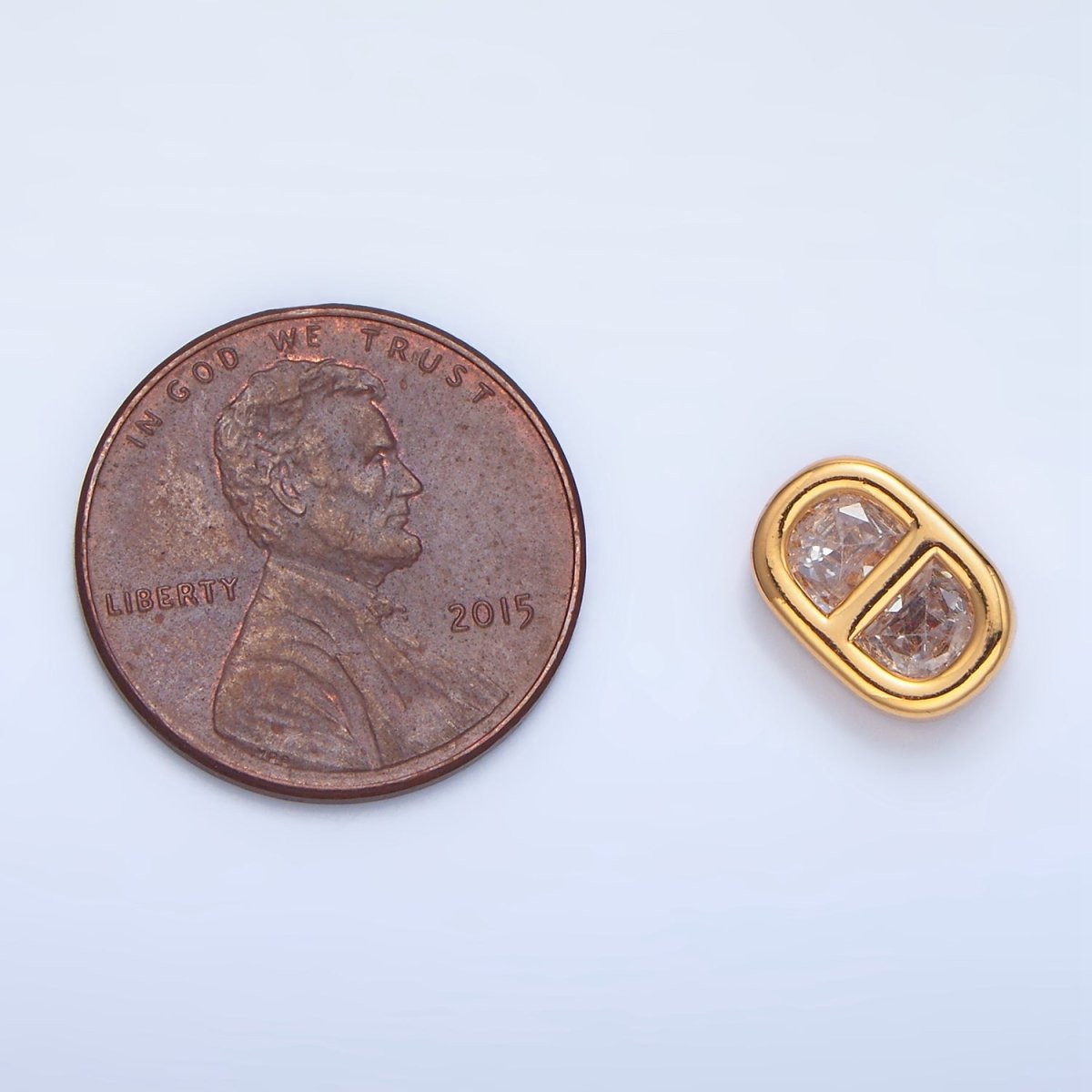 24K Gold Filled Clear CZ Anchor Mariner Mini Connector in Gold & Silver | F524