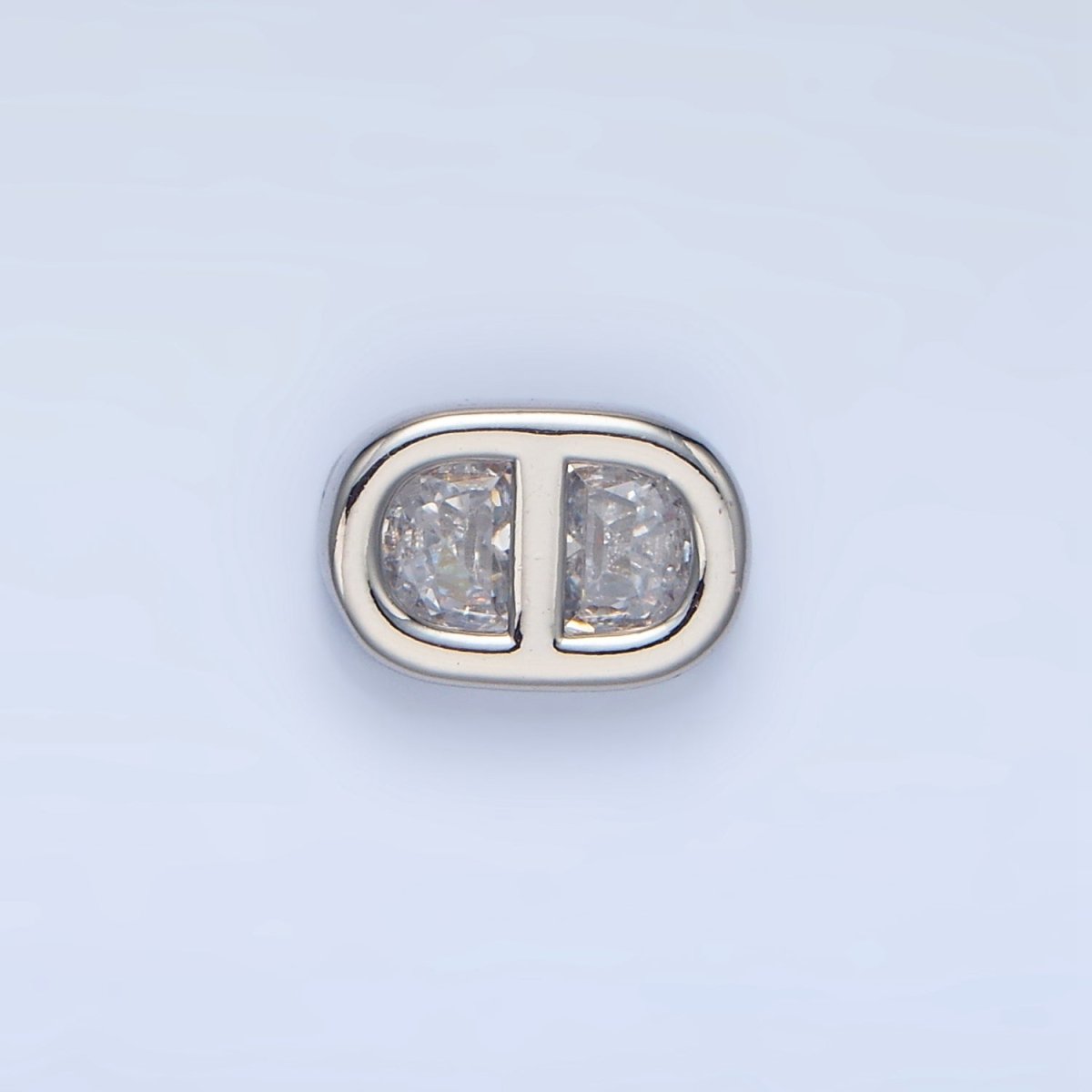 24K Gold Filled Clear CZ Anchor Mariner Mini Connector in Gold & Silver | F524