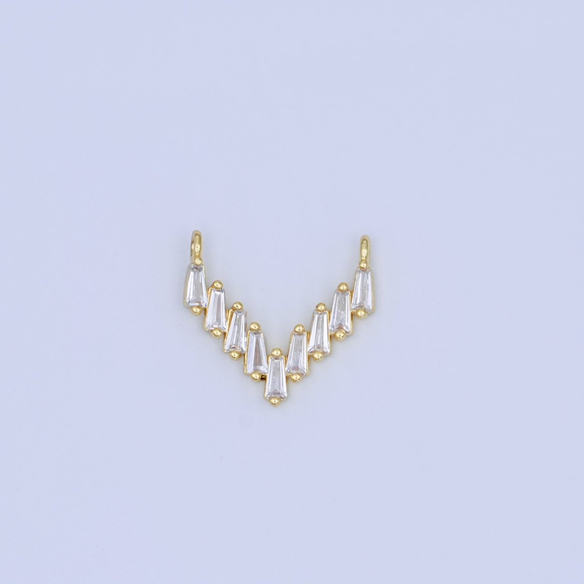 24K Gold Filled Clear CZ Baguette V - Shaped Connector | Y025 - DLUXCA