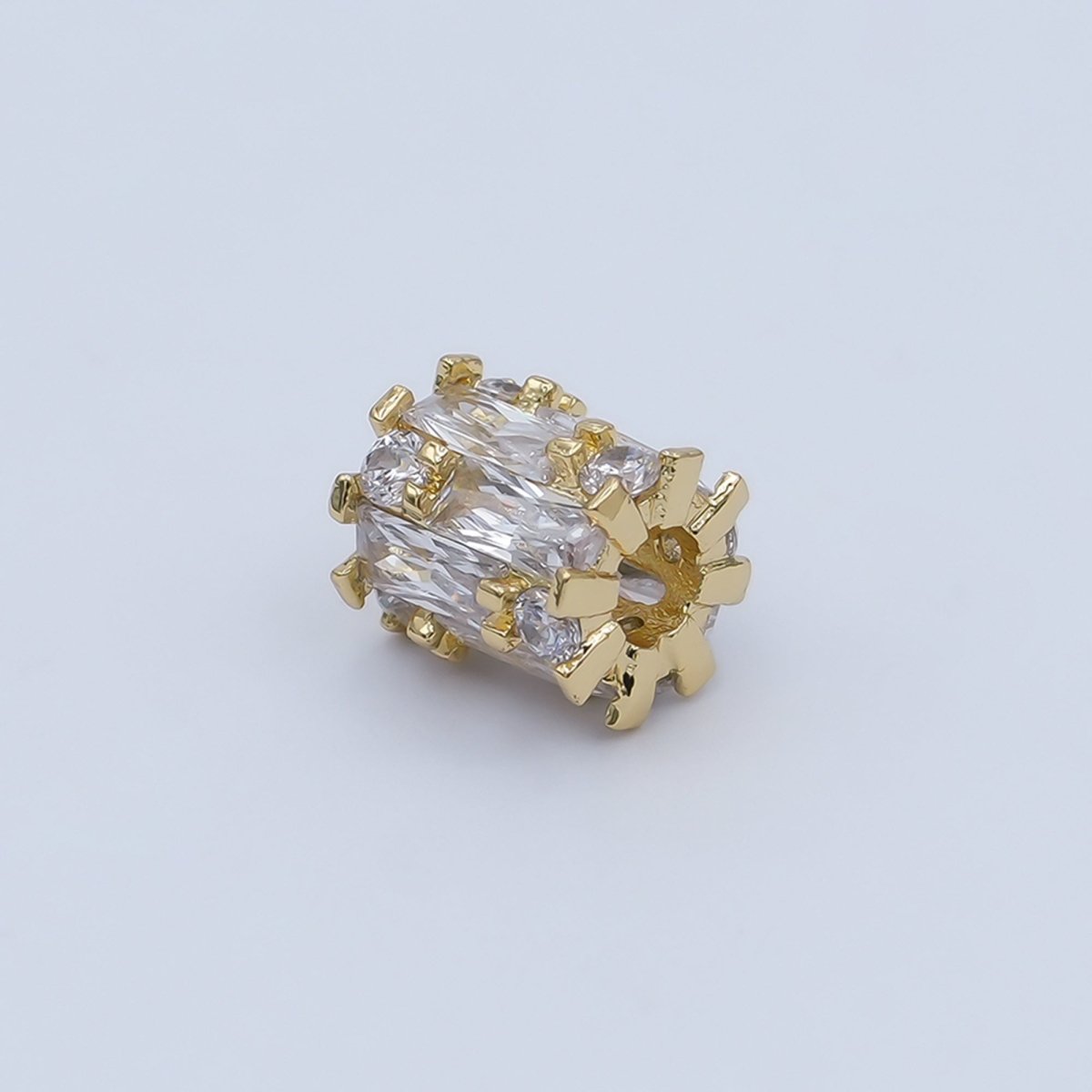 24K Gold Filled Clear CZ Baguette Wide Bead | B337 - DLUXCA