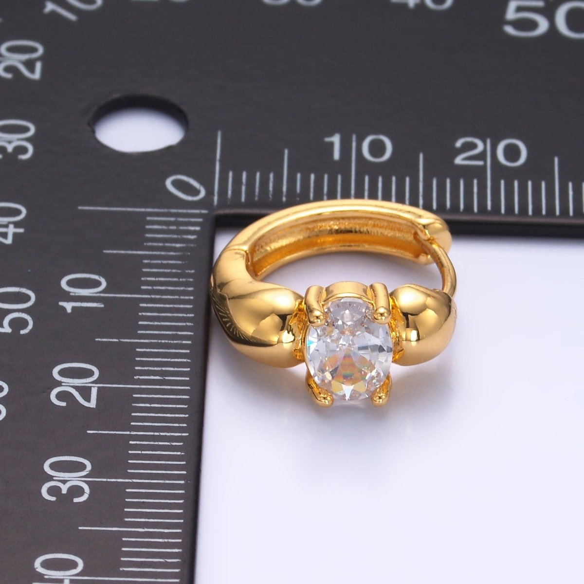 24K Gold Filled Clear CZ Bubble Huggie Earrings | V527 - DLUXCA