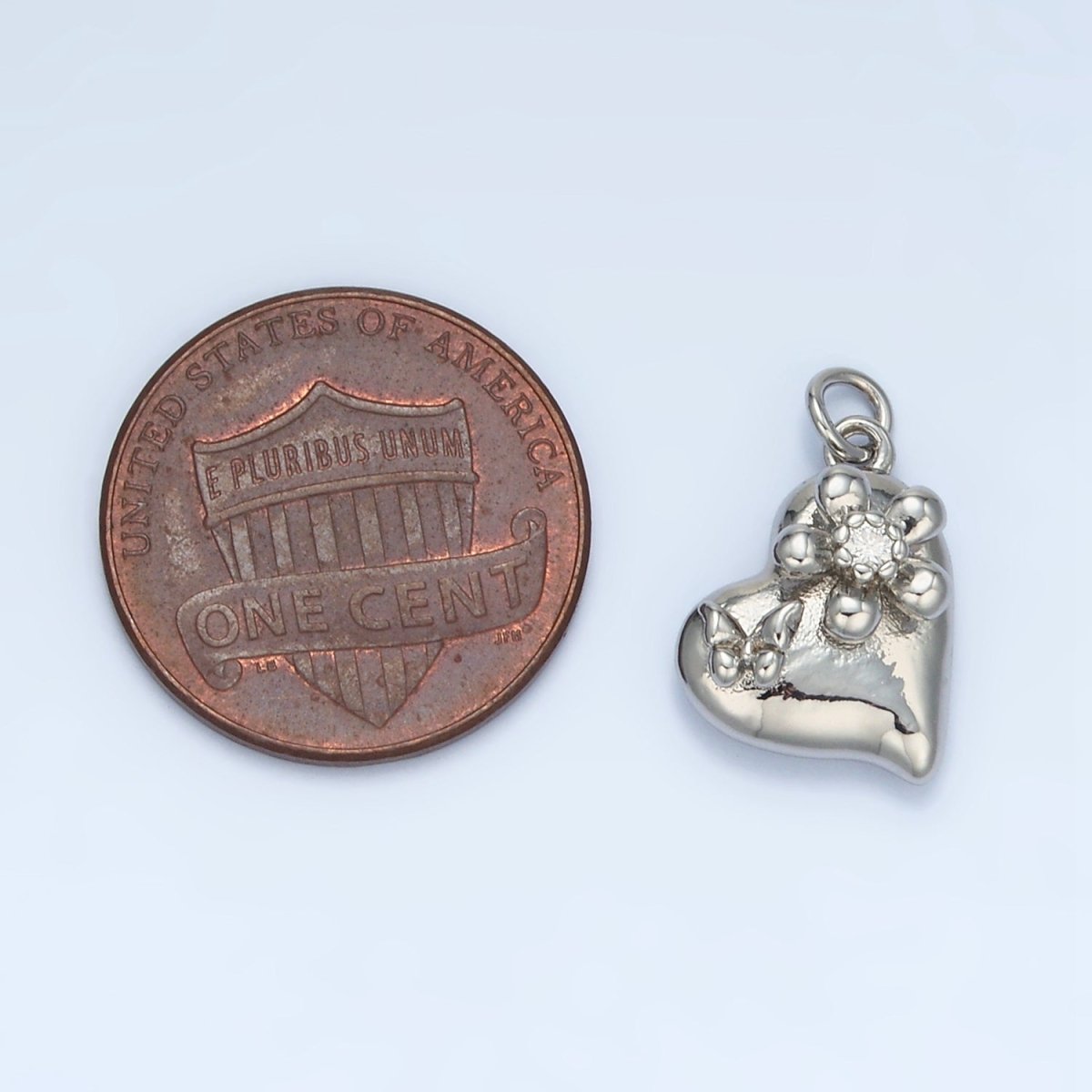 24K Gold Filled Clear CZ Butterfly Flower Heart Multidimensional Charm in Gold & Silver | E395