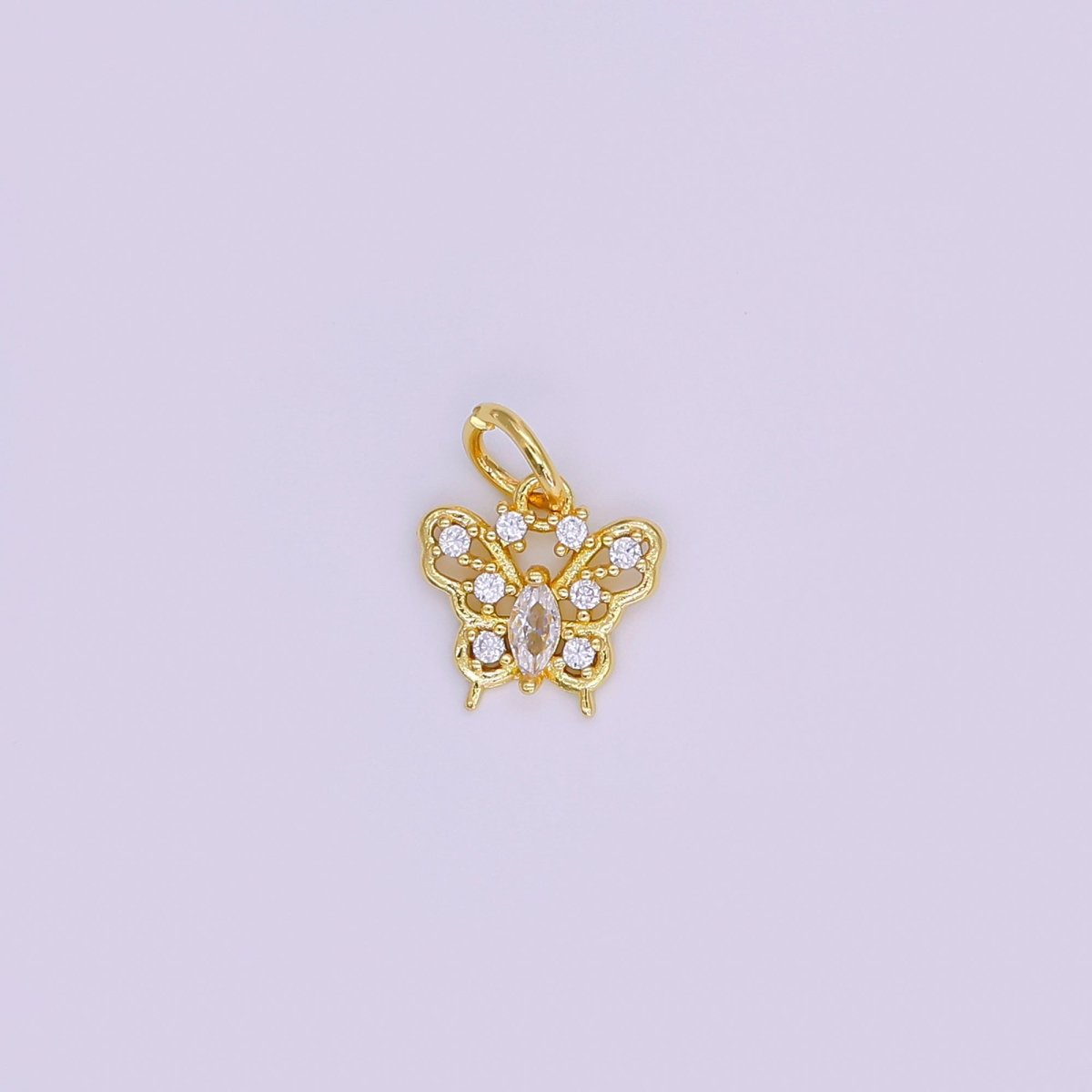 24K Gold Filled Clear CZ Butterfly Open Charm | AF425 - DLUXCA