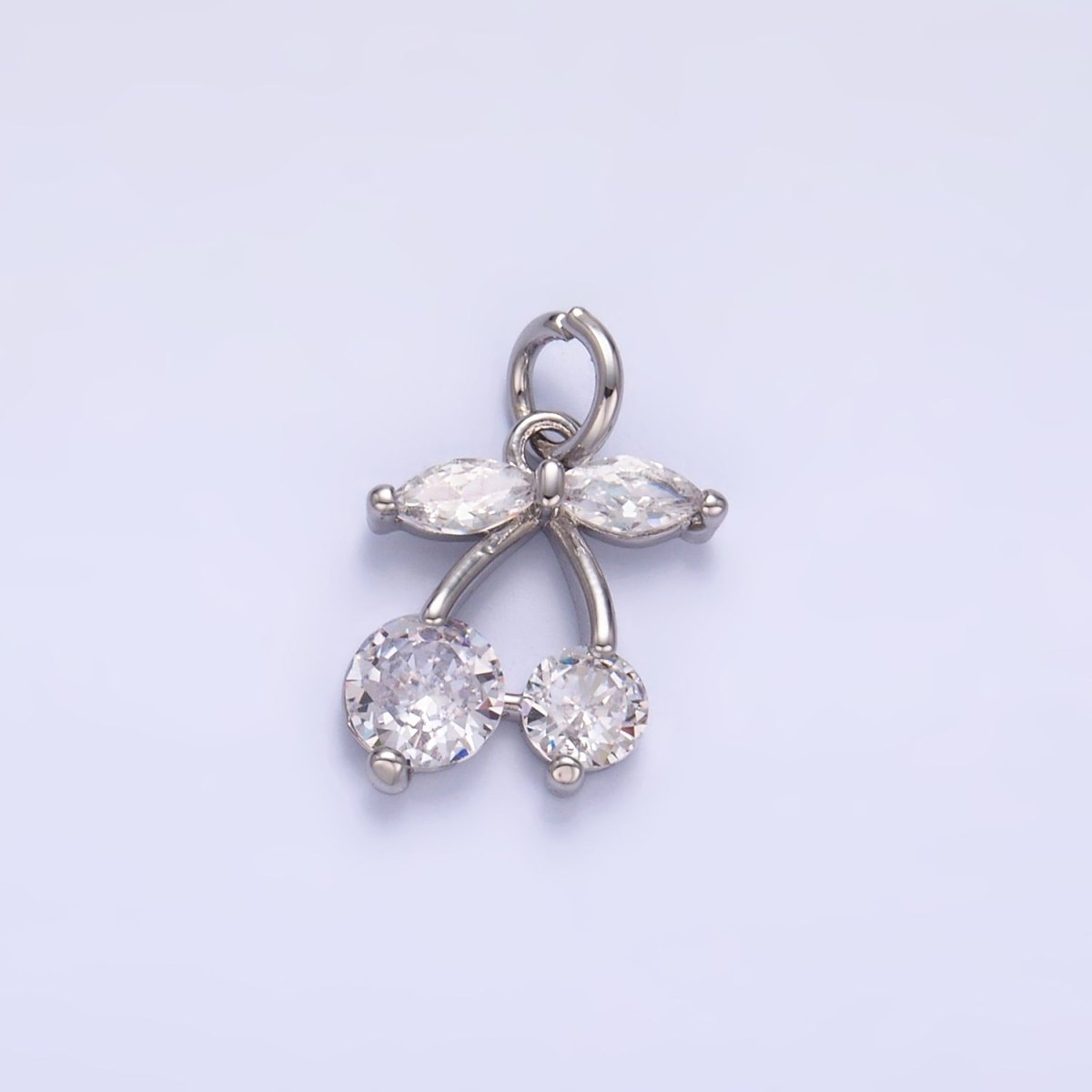 24K Gold Filled Clear CZ Cherry Fruit Charm in Gold & Silver | W807