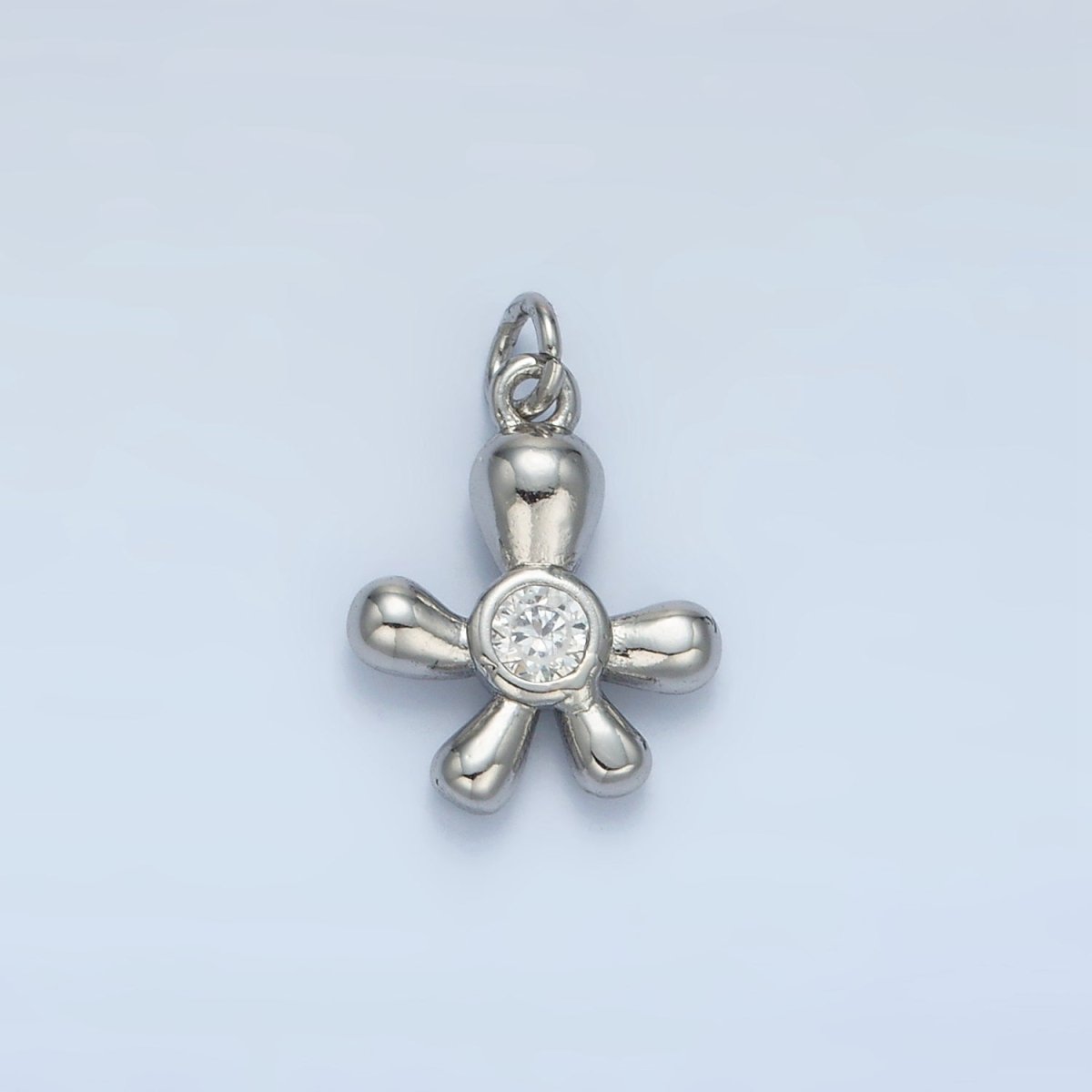 24K Gold Filled Clear CZ Chubby Flower Petal Mini Charm in Gold & Silver | E396