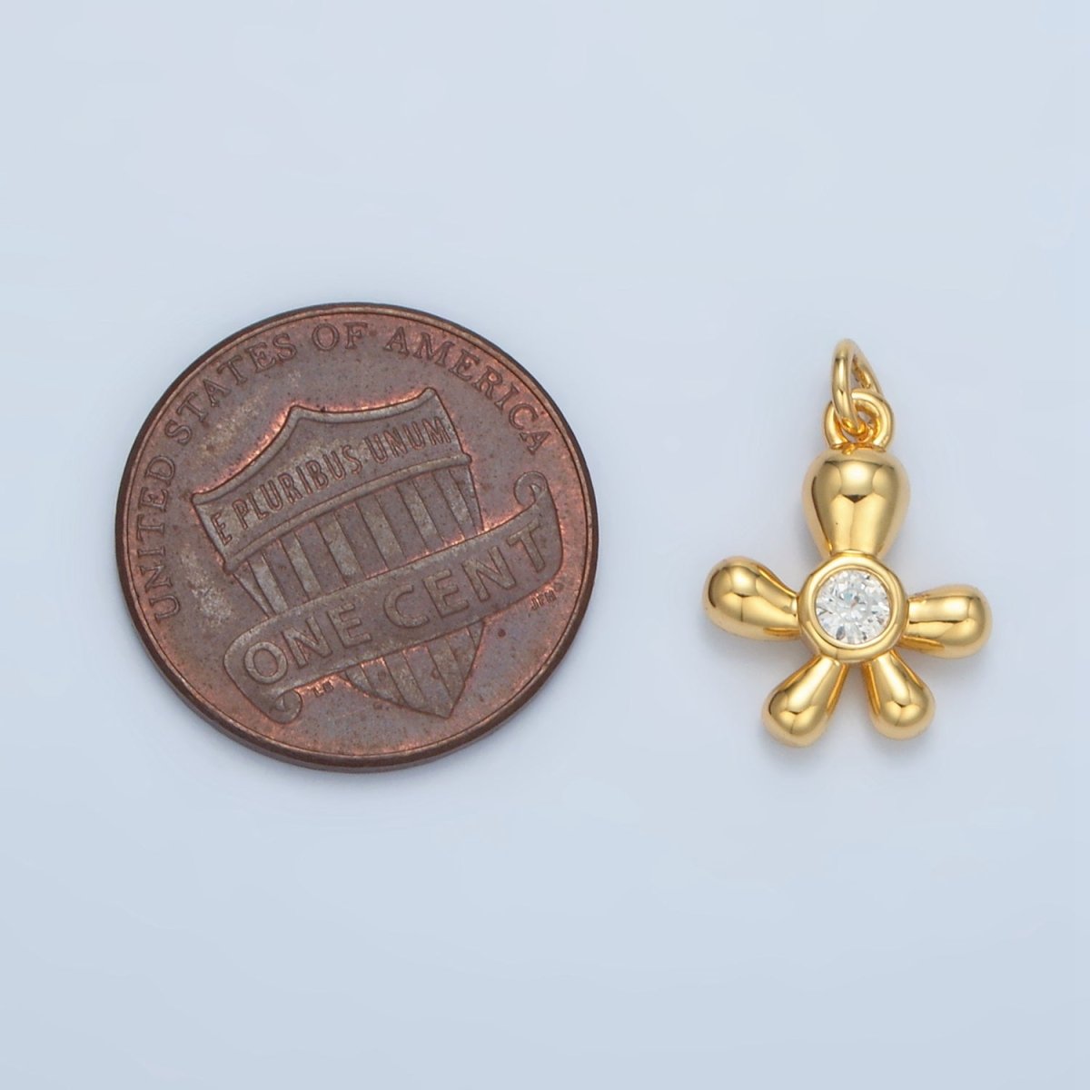 24K Gold Filled Clear CZ Chubby Flower Petal Mini Charm in Gold & Silver | E396