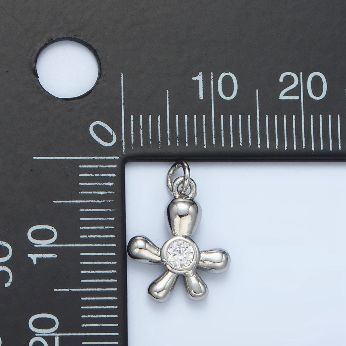 24K Gold Filled Clear CZ Chubby Flower Petal Mini Charm in Gold & Silver | E396