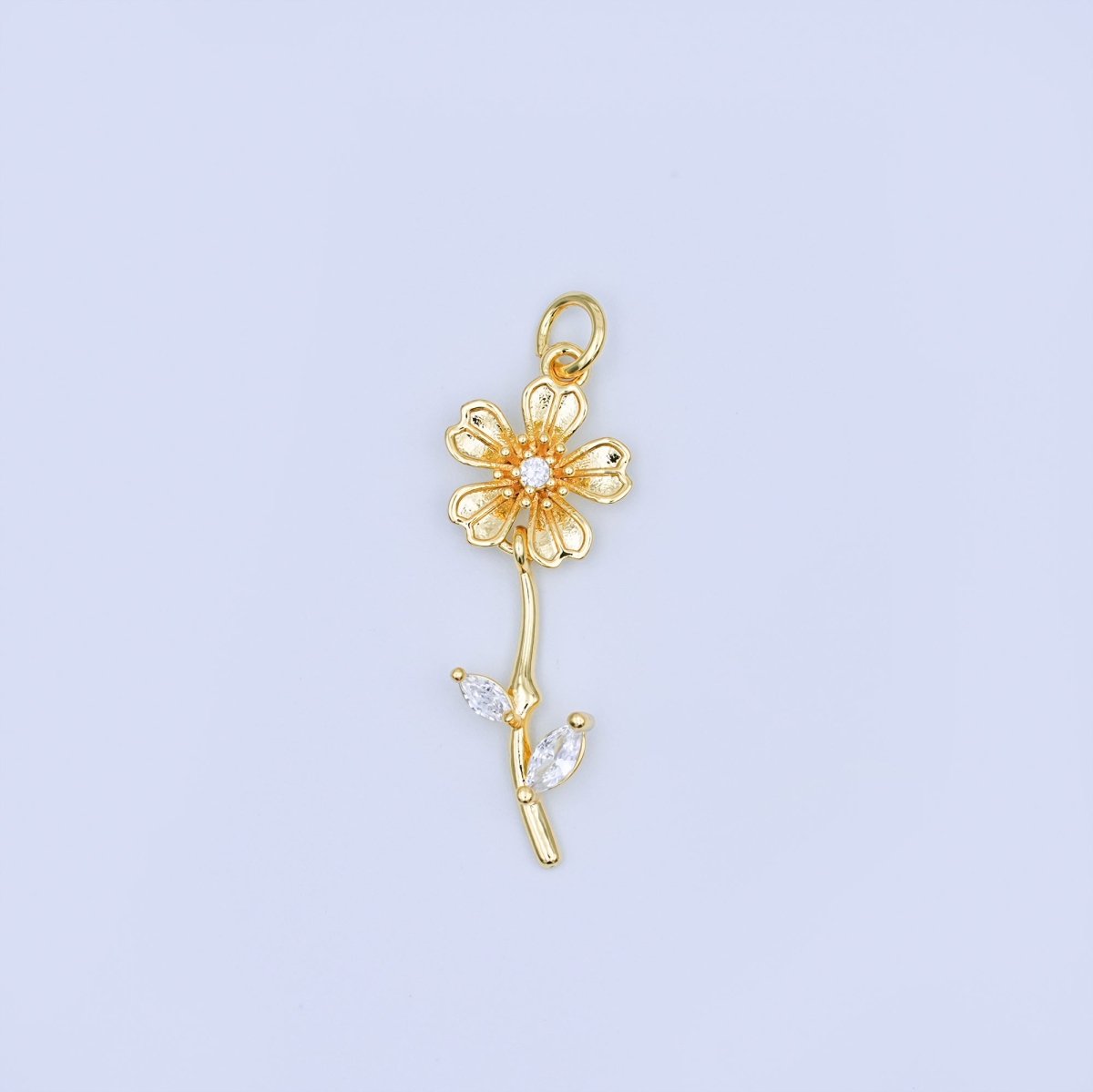 24K Gold Filled Clear CZ Daisy Flower Charm | AF458 - DLUXCA