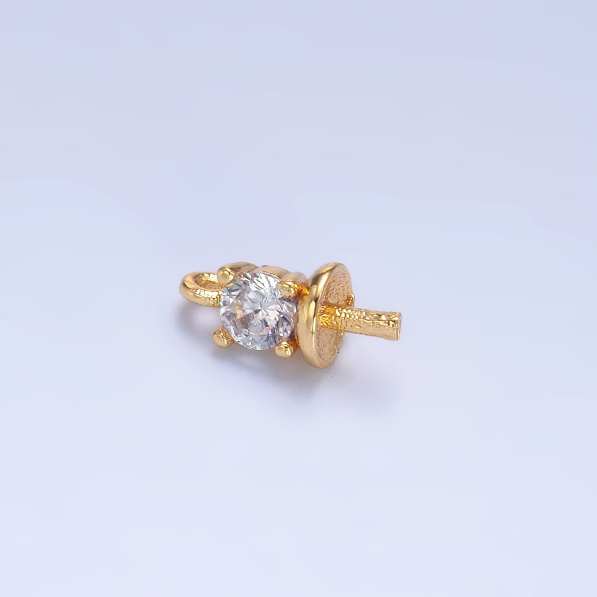 24K Gold Filled Clear CZ Drill Bail Finding in Gold & Silver | Z1060