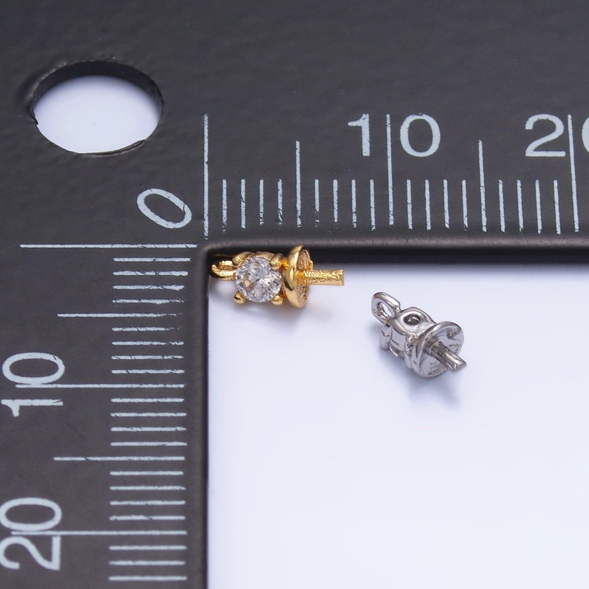 24K Gold Filled Clear CZ Drill Bail Finding in Gold & Silver | Z1060