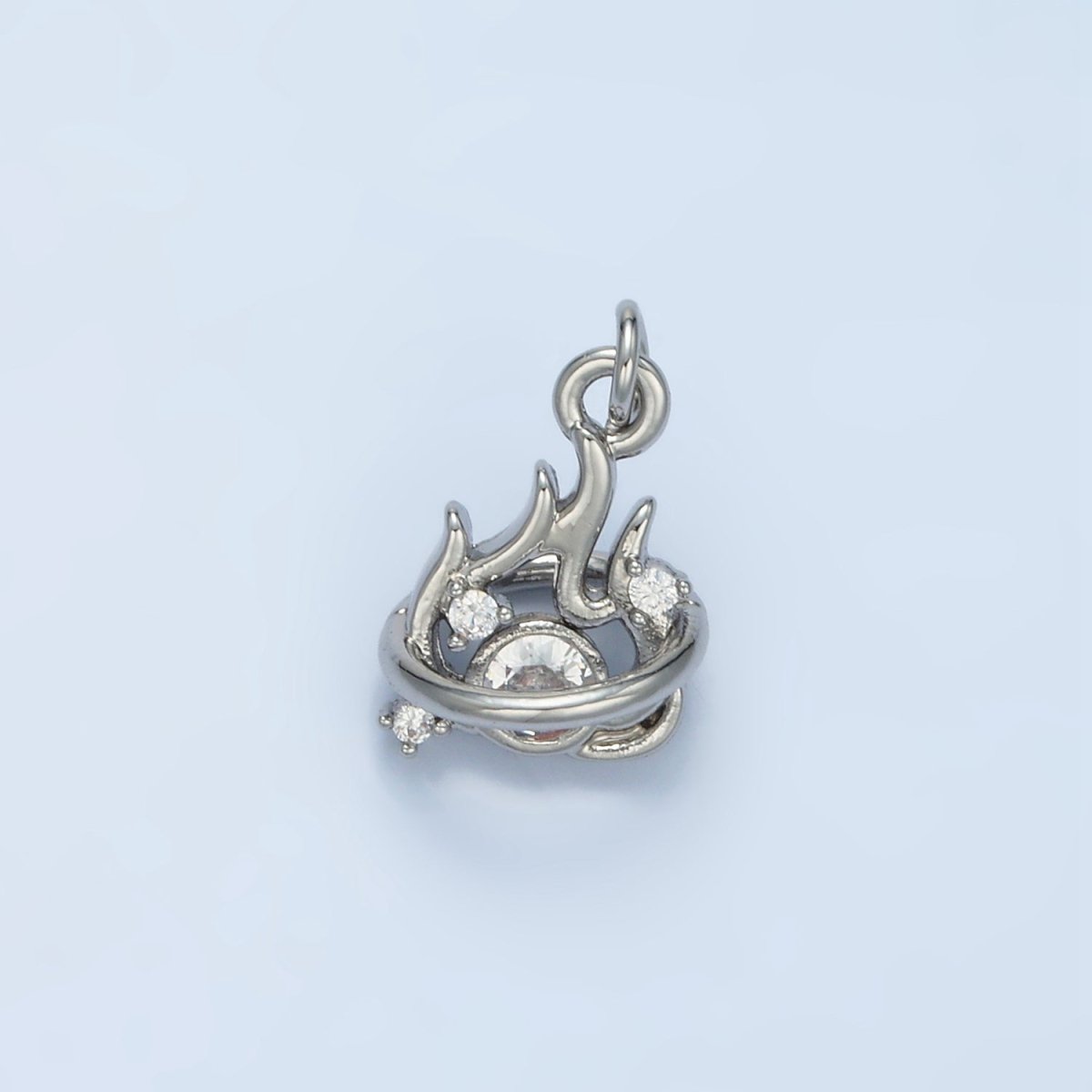 24K Gold Filled Clear CZ Fire Flame Mini Charm in Gold & Silver | E379