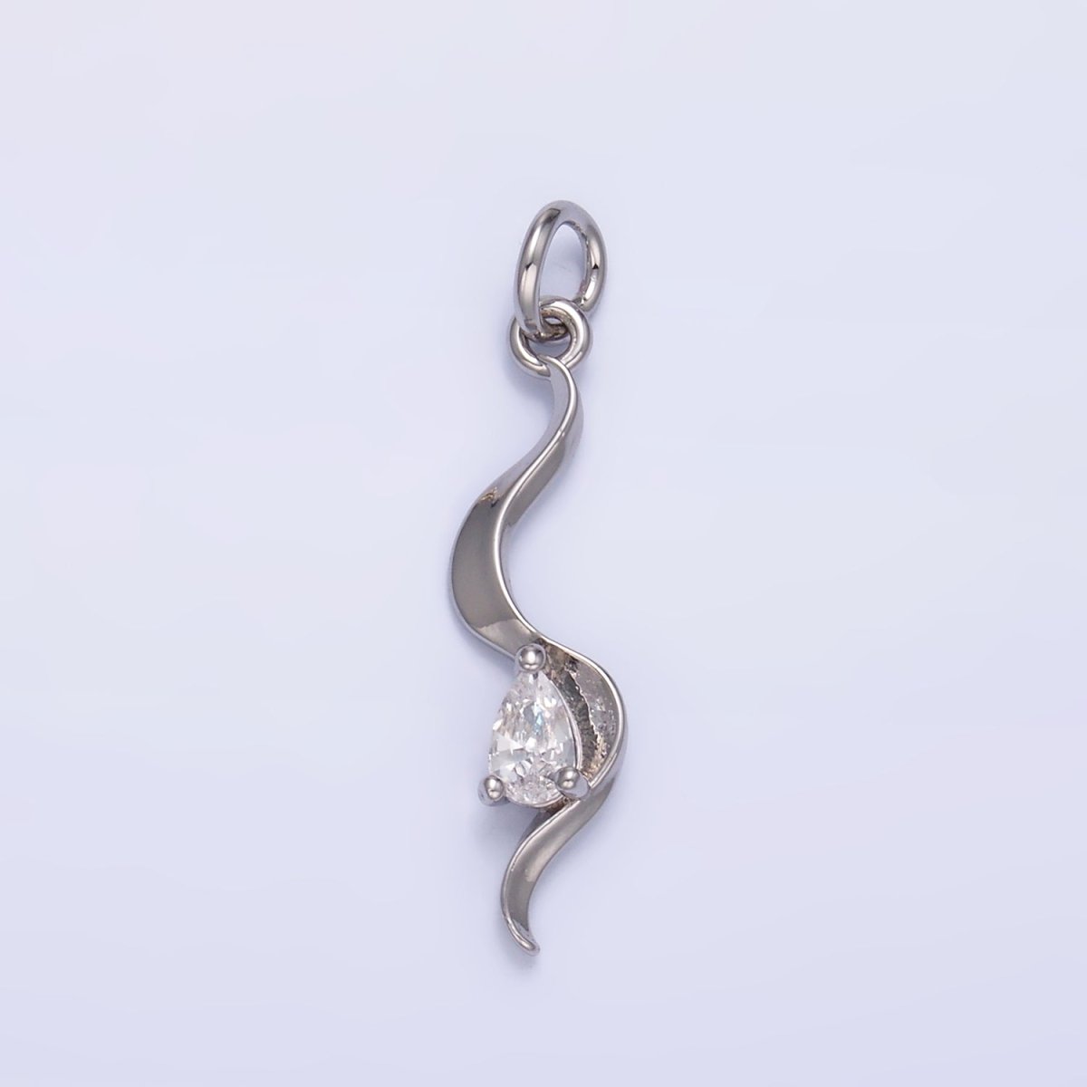 24K Gold Filled Clear CZ Geometric Curve Charm in Gold & Silver | W813