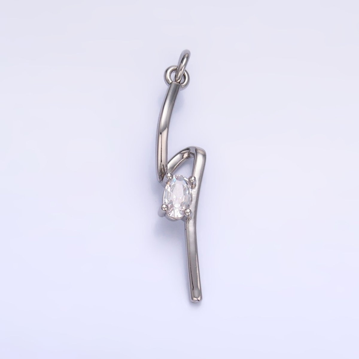 24K Gold Filled Clear CZ Geometric Lightning Bolt Charm in Gold & Silver | W814