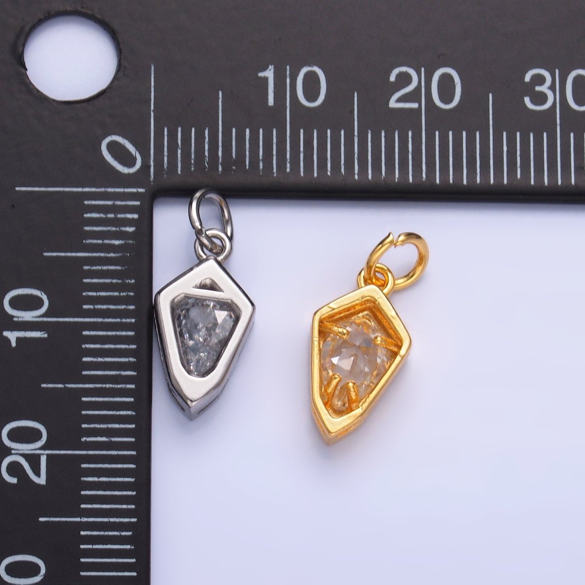 24K Gold Filled Clear CZ Geometric Mini Add-On Charm in Gold & Silver | M623