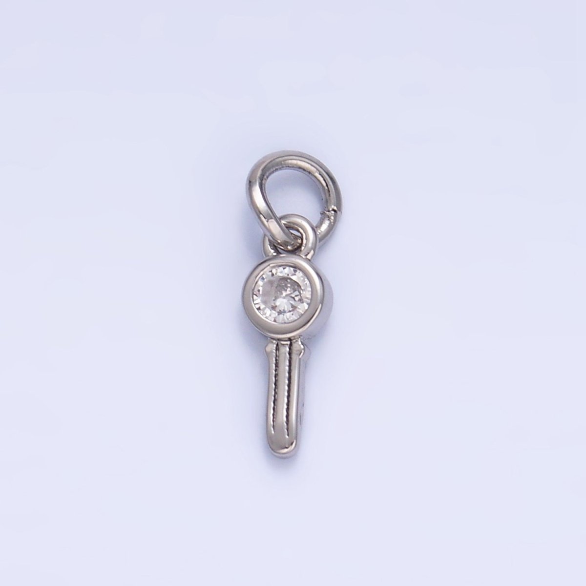 24K Gold Filled Clear CZ Key Mini Charm in Gold & Silver | W104
