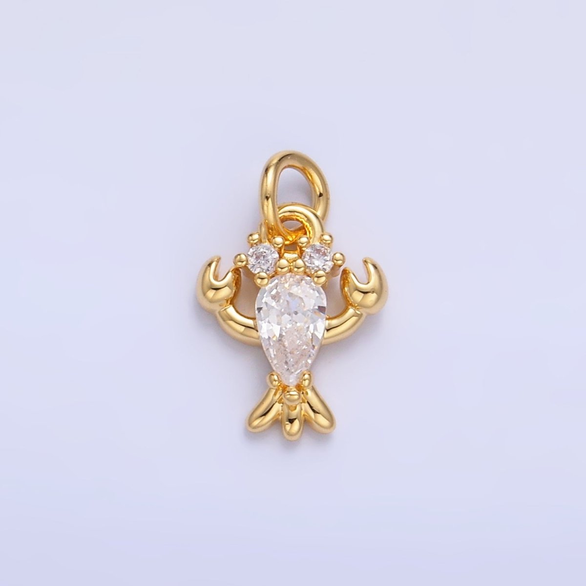 24K Gold Filled Clear CZ Lobster Crustacean Sea Animal Mini Charm in Gold & Silver | W886