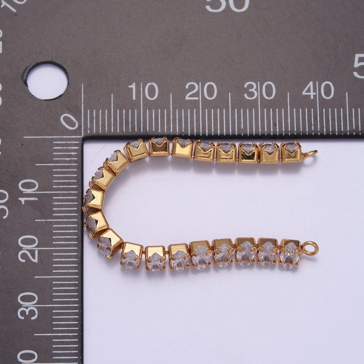 OS 24k Gold Filled Clear CZ Marquise Paved connector Bendable Long Bar Connector for DIY Bracelet Component F-218,F-220