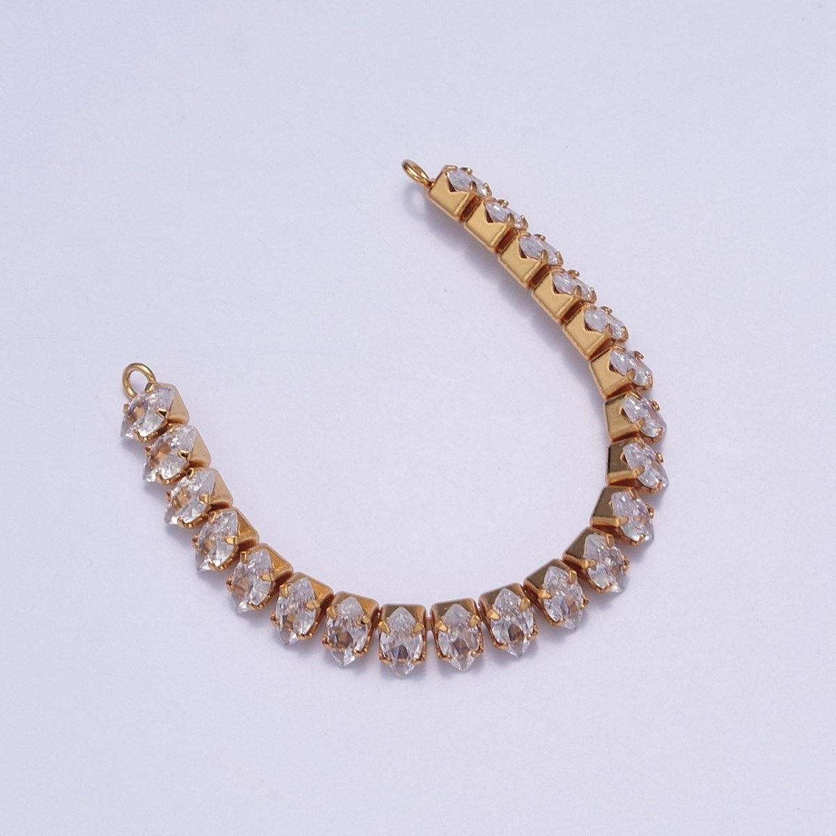 OS 24k Gold Filled Clear CZ Marquise Paved connector Bendable Long Bar Connector for DIY Bracelet Component F-218,F-220