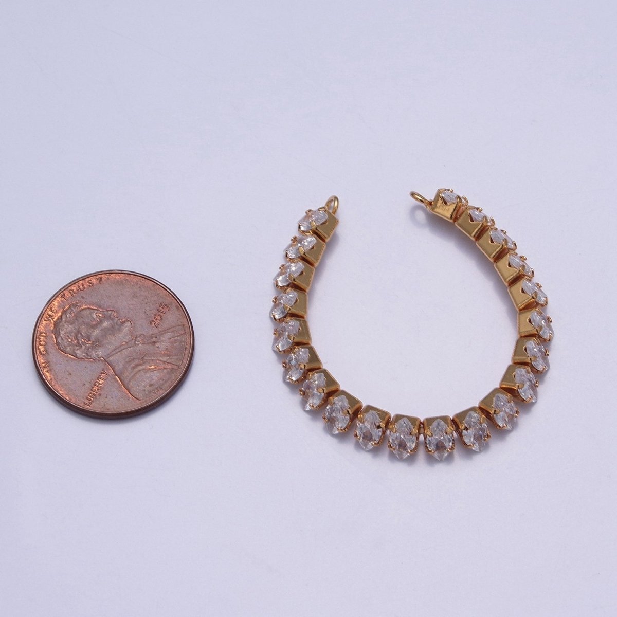 OS 24k Gold Filled Clear CZ Marquise Paved connector Bendable Long Bar Connector for DIY Bracelet Component F-218,F-220