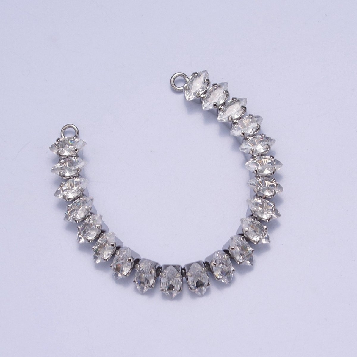 OS 24k Gold Filled Clear CZ Marquise Paved connector Bendable Long Bar Connector for DIY Bracelet Component F-218,F-220