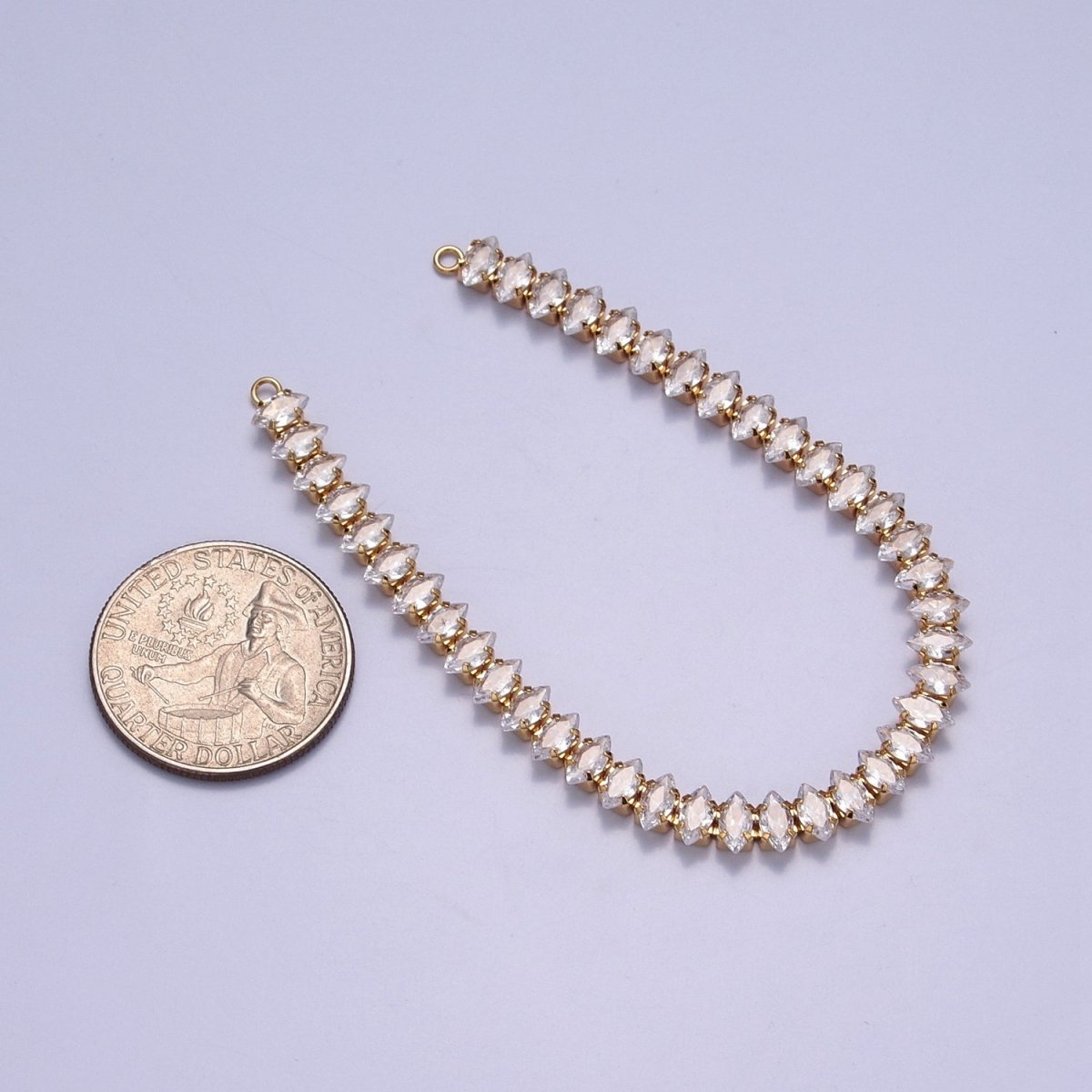 OS 24k Gold Filled Clear CZ Marquise Paved connector Bendable Long Bar Connector for DIY Necklace Component F-222 F-244