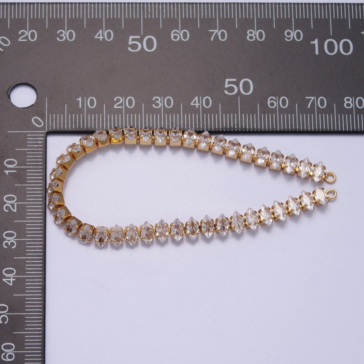 OS 24k Gold Filled Clear CZ Marquise Paved connector Bendable Long Bar Connector for DIY Necklace Component F-222 F-244