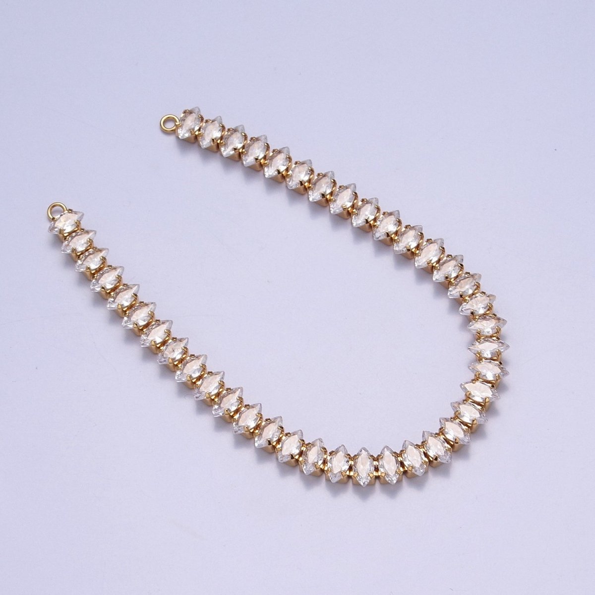 OS 24k Gold Filled Clear CZ Marquise Paved connector Bendable Long Bar Connector for DIY Necklace Component F-222 F-244