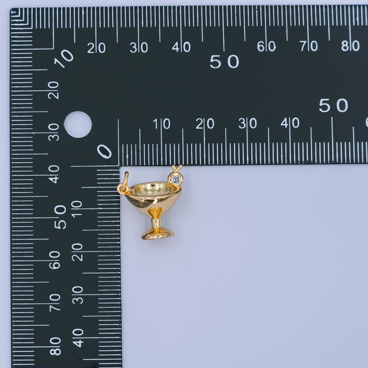 24K Gold Filled Clear CZ Martini Glass 3D Multidimensional Charm | C001 - DLUXCA