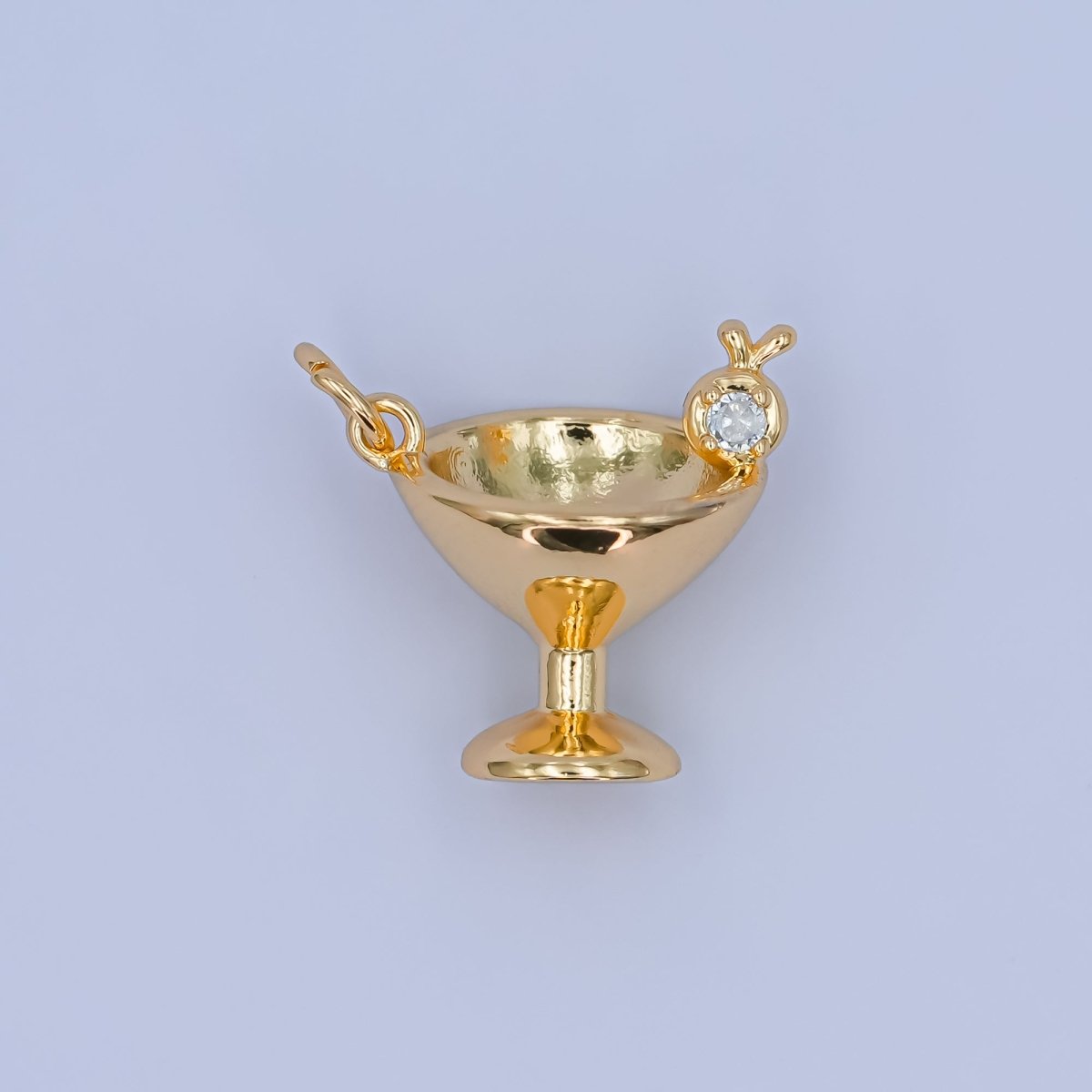 24K Gold Filled Clear CZ Martini Glass 3D Multidimensional Charm | C001 - DLUXCA