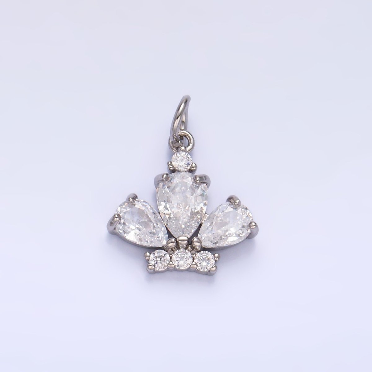 24K Gold Filled Clear CZ Micro Paved Crown Mini Charm in Gold & Silver | W808