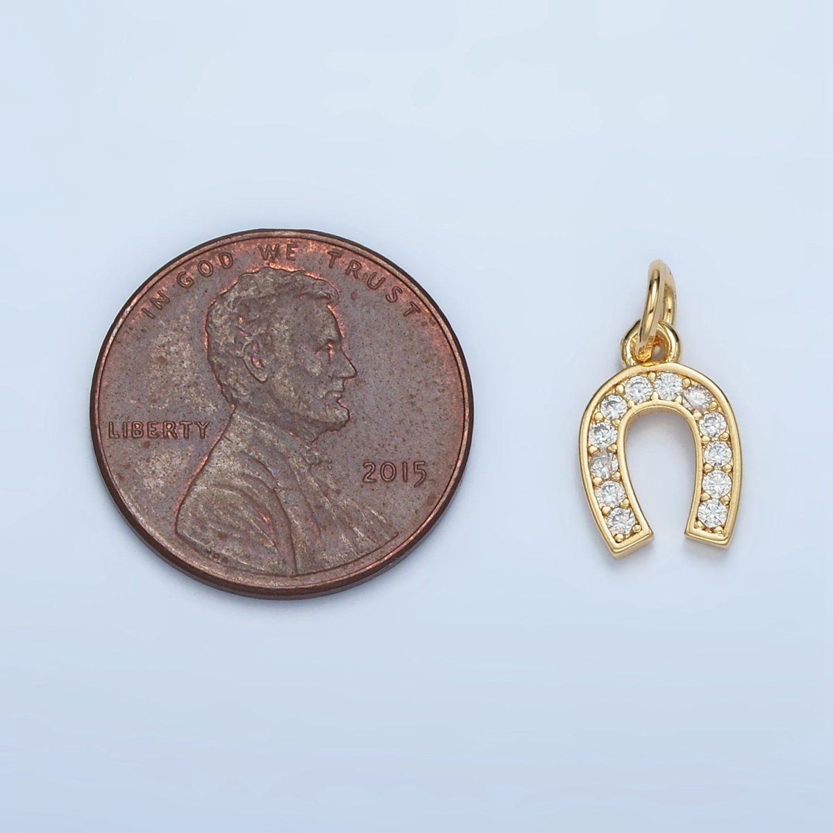 24K Gold Filled Clear CZ Micro Paved Horseshoe Charm | M019 - DLUXCA