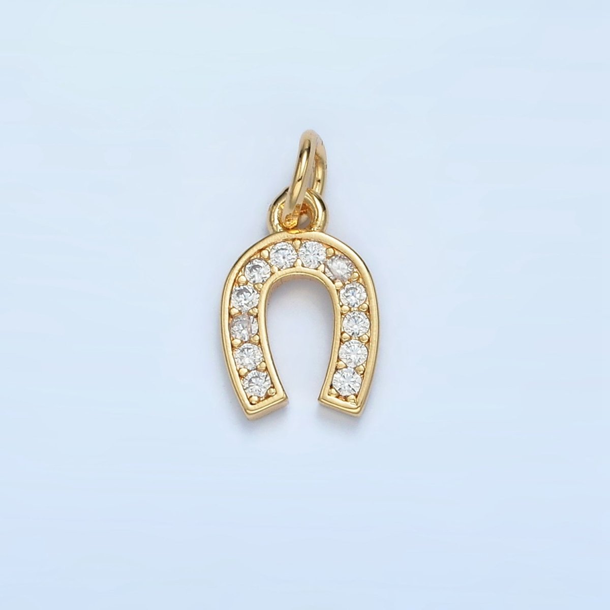 24K Gold Filled Clear CZ Micro Paved Horseshoe Charm | M019 - DLUXCA