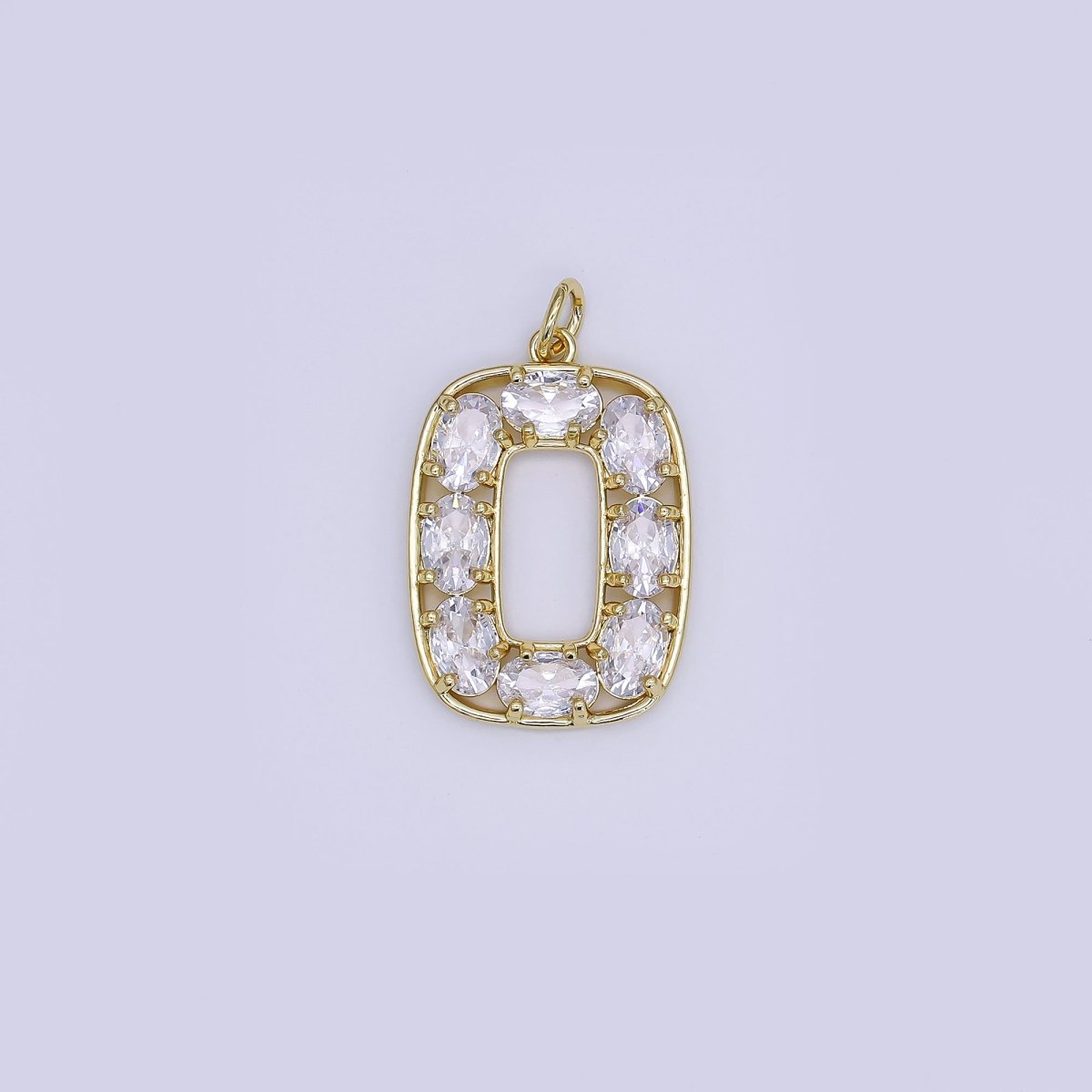 24K Gold Filled Clear CZ Micro Paved Oval Oblong Mini Charm | AJ - 353 - DLUXCA