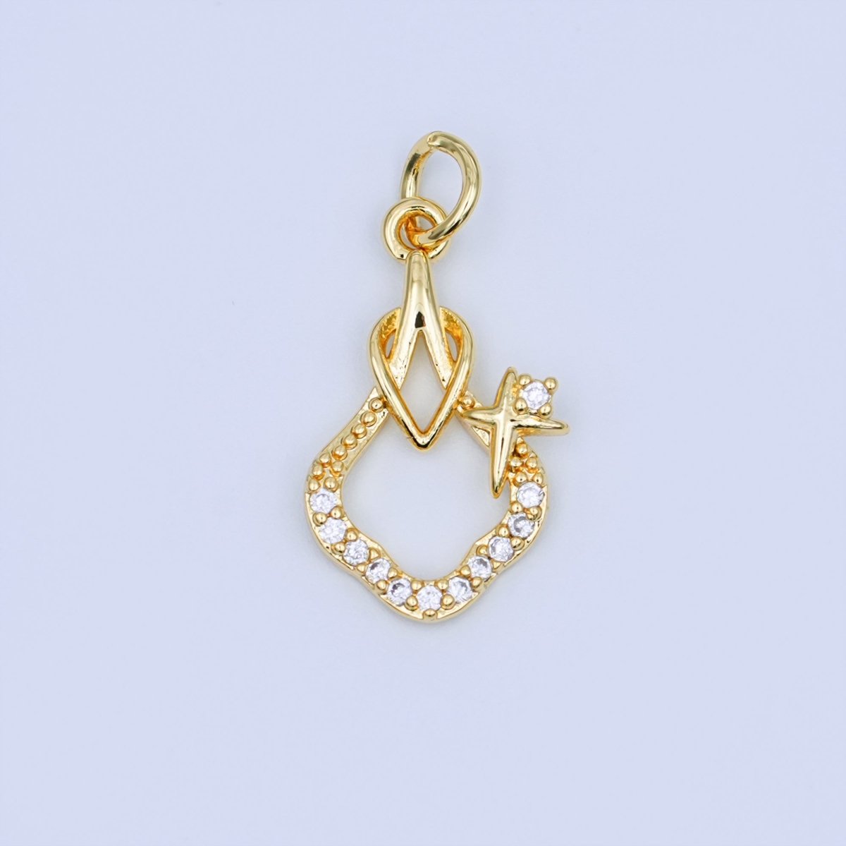 24K Gold Filled Clear CZ Micro Paved Star Geometric Knot Charm | AF457 - DLUXCA