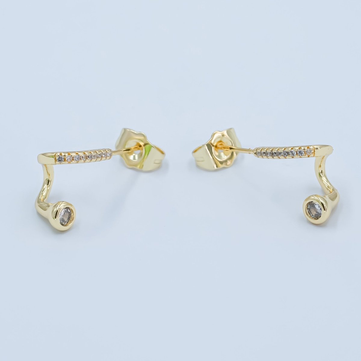 24K Gold Filled Clear CZ Micro Paved Wrap Band Cartilage Stud Earrings Set | AD791 - DLUXCA