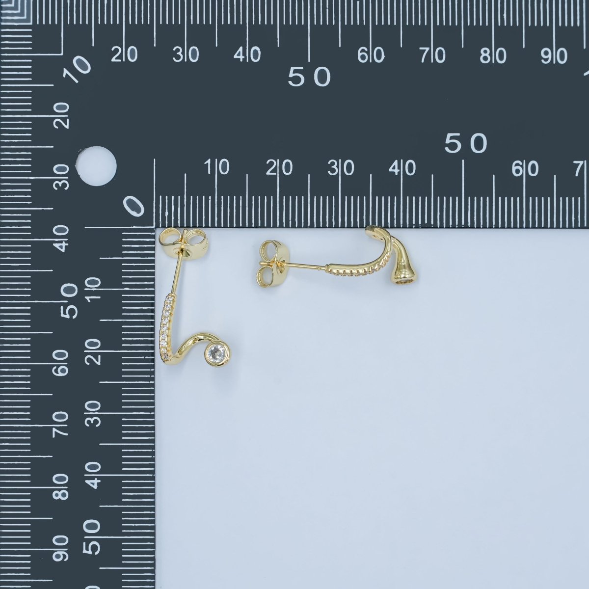 24K Gold Filled Clear CZ Micro Paved Wrap Band Cartilage Stud Earrings Set | AD791 - DLUXCA