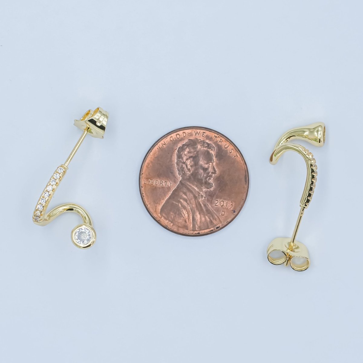 24K Gold Filled Clear CZ Micro Paved Wrap Band Cartilage Stud Earrings Set | AD791 - DLUXCA