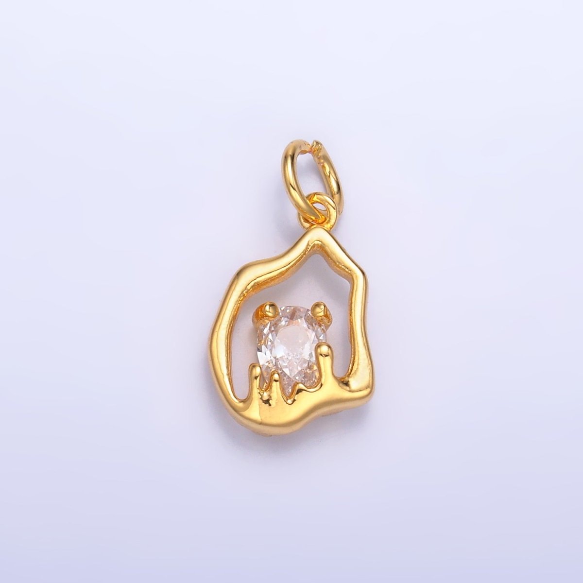 24K Gold Filled Clear CZ Molten Charm in Gold & Silver | W889