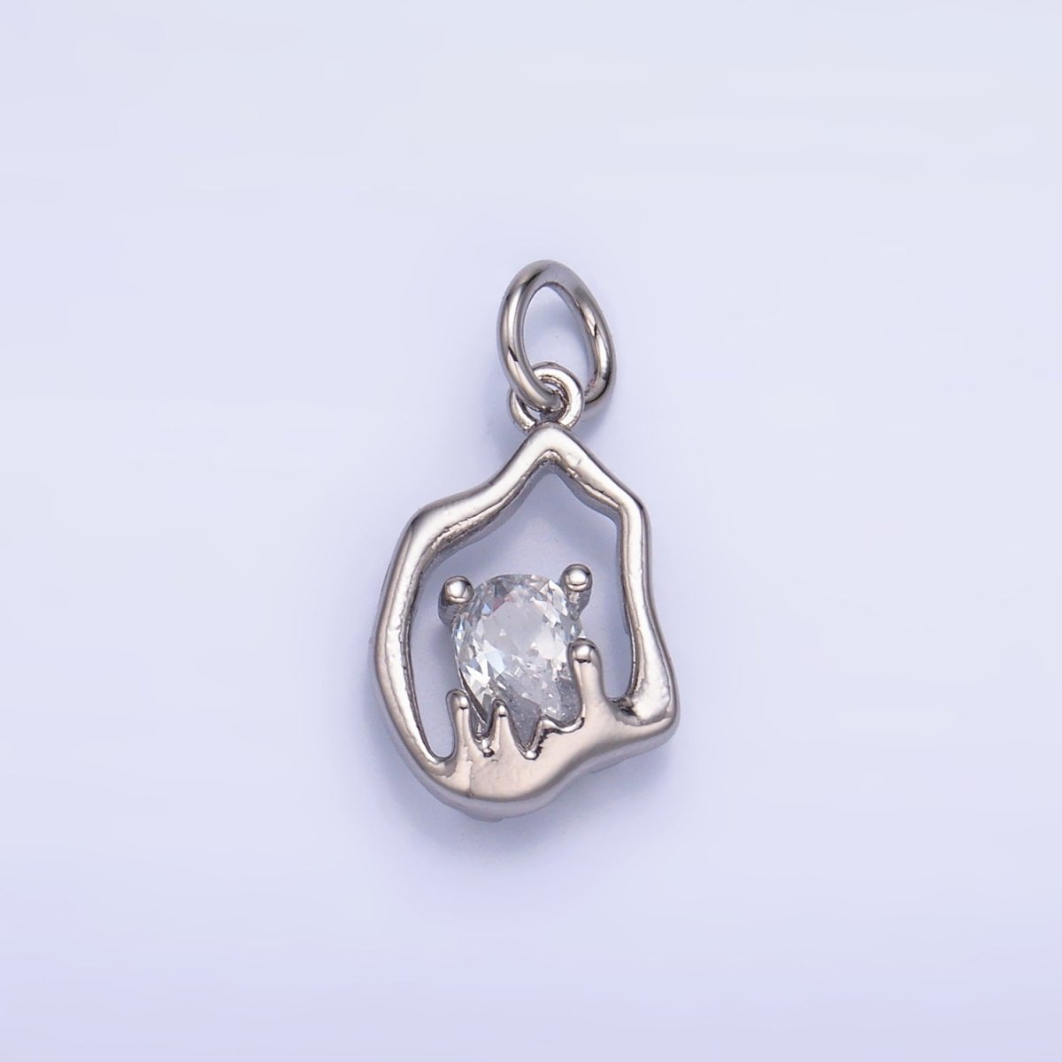 24K Gold Filled Clear CZ Molten Charm in Gold & Silver | W889