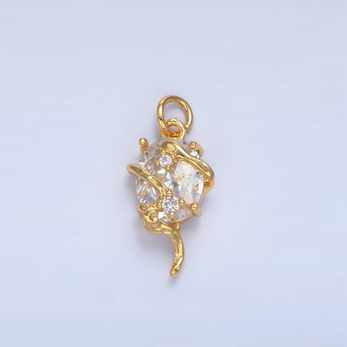 24K Gold Filled Clear CZ Molten Drip Wrap Geometric Charm | X740 - DLUXCA