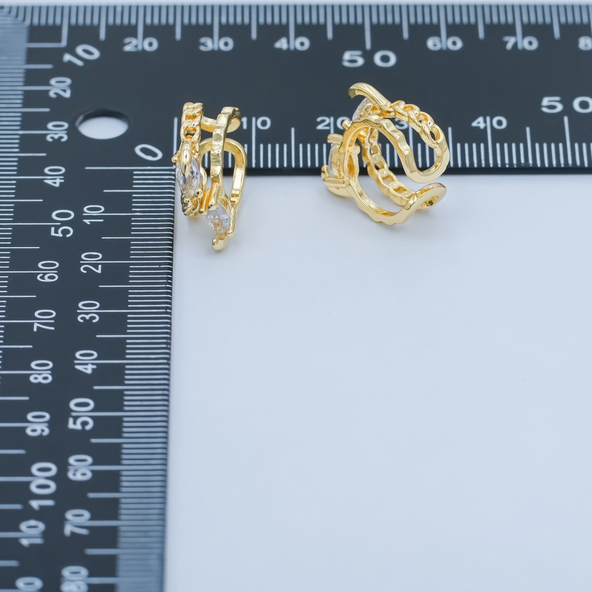 24K Gold Filled Clear CZ Molten Ear Cuff Earrings | AI178 - DLUXCA