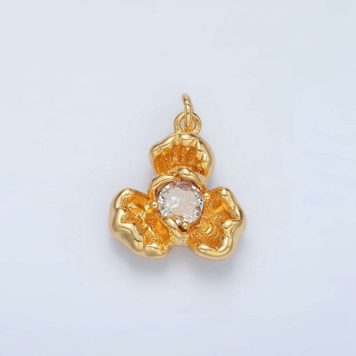 24K Gold Filled Clear CZ Molten Flower Petal Charm | AC104 - DLUXCA