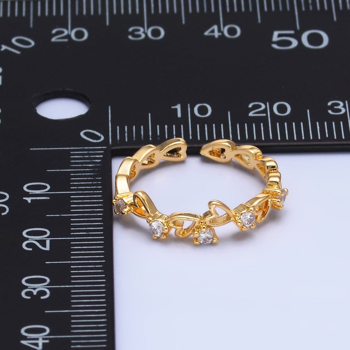 24K Gold Filled Clear CZ Open Heart Ring | O837 - DLUXCA