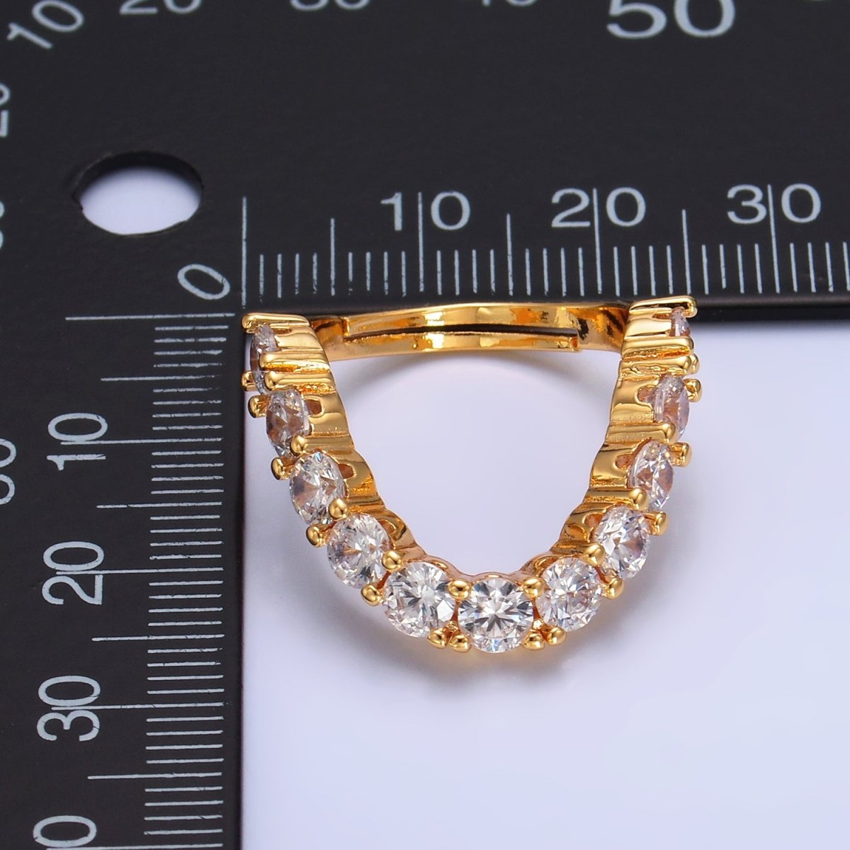 24K Gold Filled Clear CZ Paved Curved Chevron Ring | U426 - DLUXCA