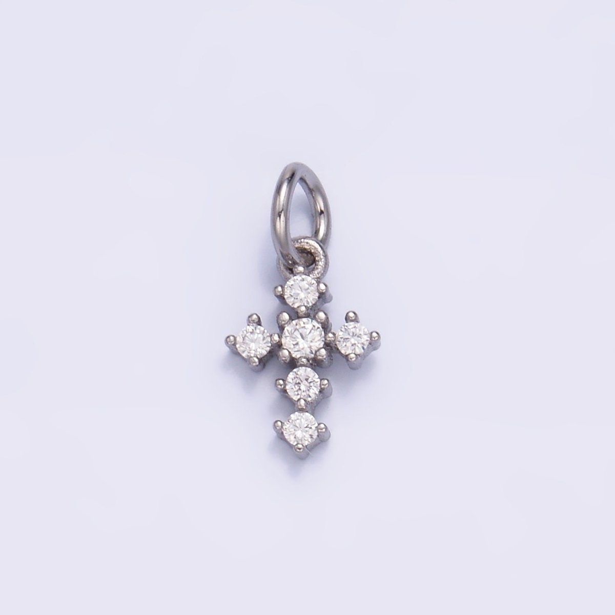 24K Gold Filled Clear CZ Religious Cross Mini Charm in Gold & Silver | W880